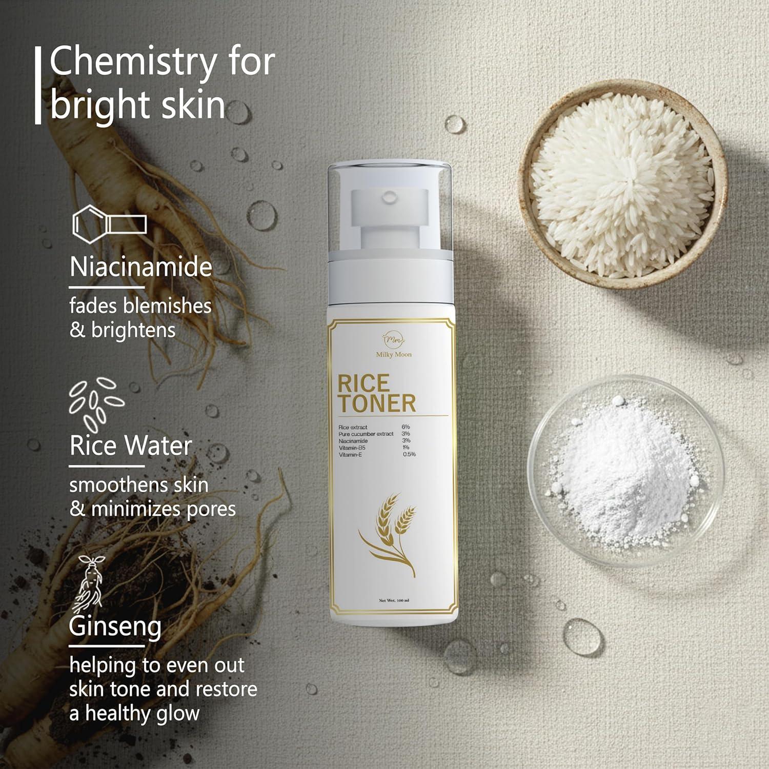 Rice water Toner with Niacinamide 3%, Rice Extract 6% & Vitamin-B5, Vitamin E 100ml