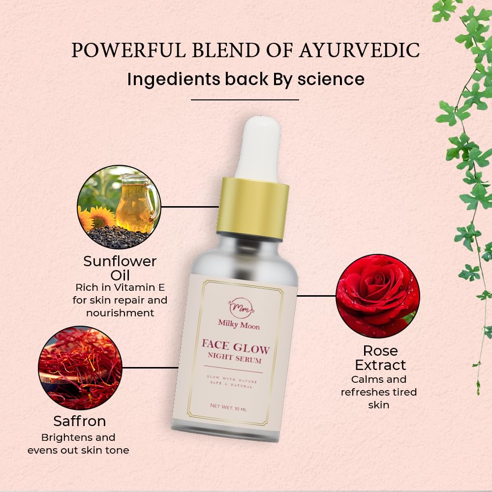 Face Glow Night serum for Glowing skin 10ml | Face anti aging | Pigmentation and Dark spot | For Men & Women
