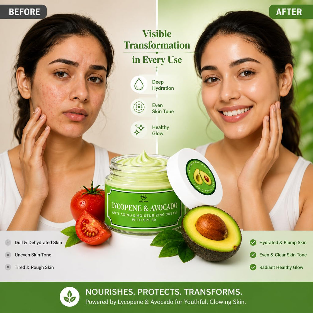 Lycopene & Avocado Anti-Aging & Moisturizing Cream with SPF 30 for Rejuvinita, Pigmentation, Dark Spots & Dark Circles For Men & Women 50gm Day and Night Creamc