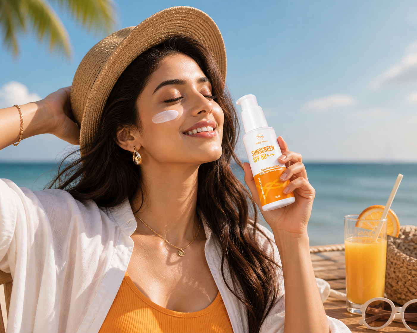 Sunscreen SPF 50+++, No White Cast, Broad-Spectrum UVA & UVB Protection, Hydrating & Nourishing, All Skin Types, 50 ml