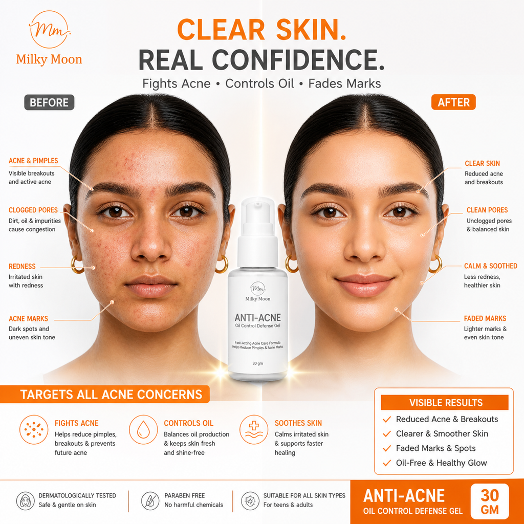 Anti-Acne Oil Control Defense Gel, Fast-Acting Formula, Fades Acne Marks, All Skin Types, 30 gm