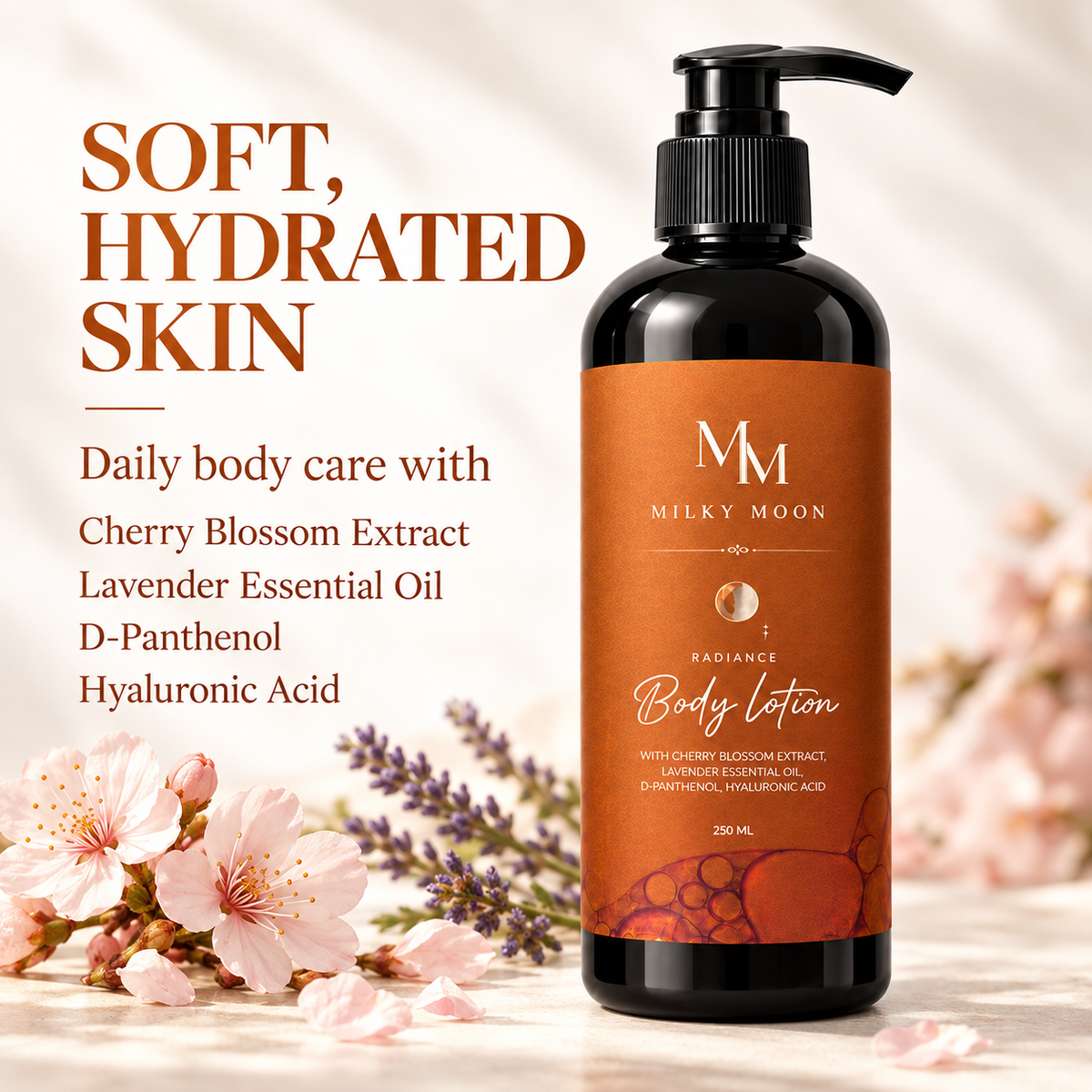 Milky Moon Radiance Body Lotion with Cherry Blossom Hyaluronic Acid 250ml