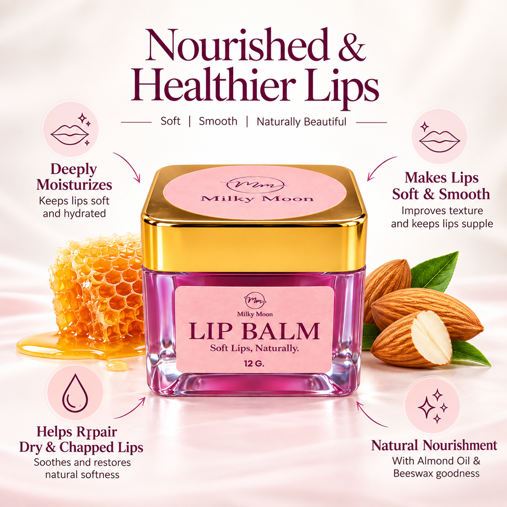 Lip Balm for Dry Chapped Lips with Almond Oil Vitamin E 12g