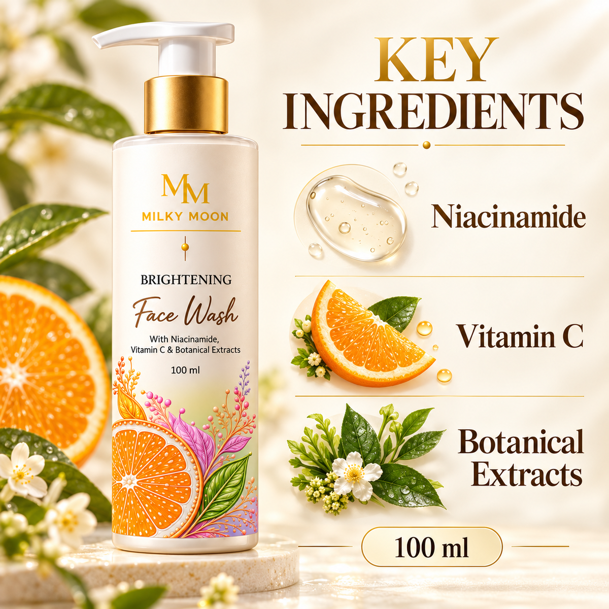 Milky Moon Brightening Face Wash with Vitamin C Niacinamide 100ml