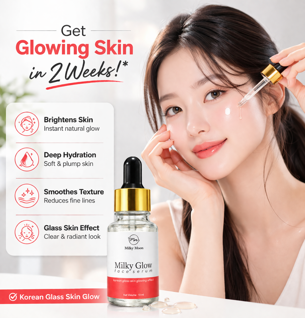 Milky Glow Face Serum, Korean Glass Skin Glowing Effect 10ml