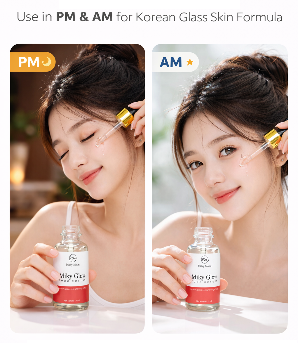 Milky Glow Face Serum, Korean Glass Skin Glowing Effect 10ml