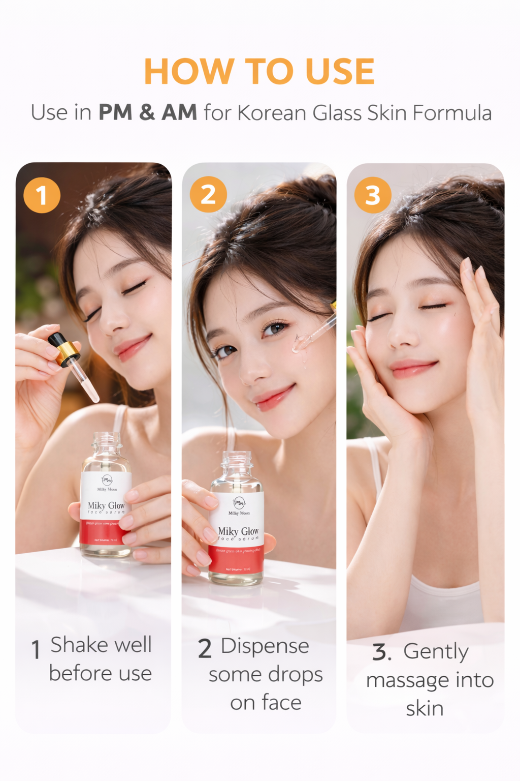 Milky Glow Face Serum, Korean Glass Skin Glowing Effect 10ml