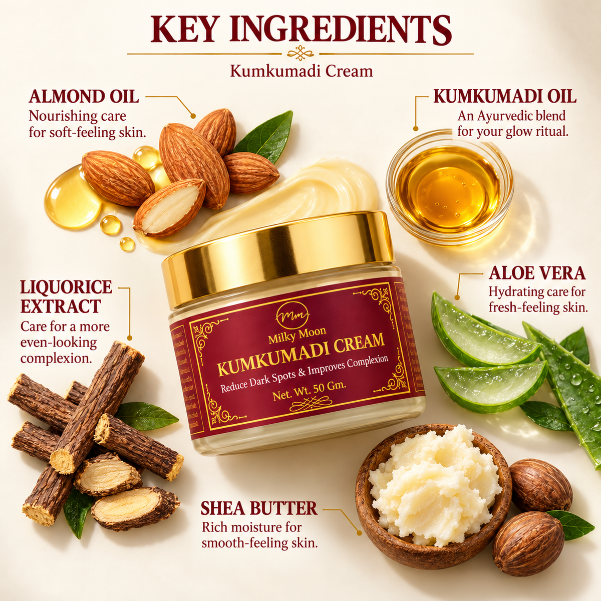 Milky Moon Kumkumadi Night Cream for Pigmentation Dark Spots 50gm