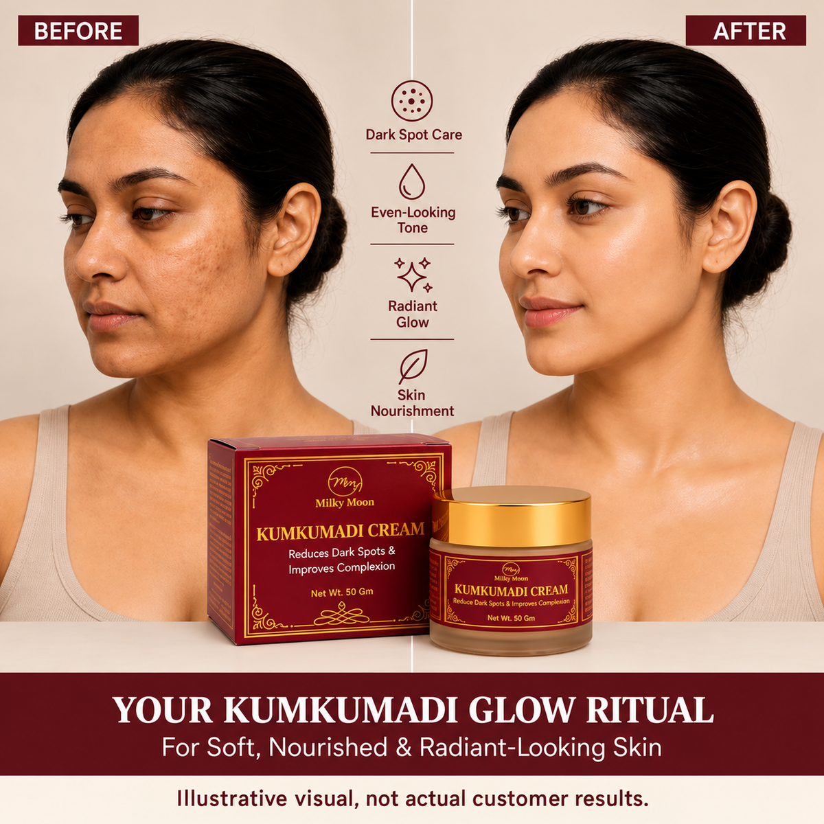Milky Moon Kumkumadi Night Cream for Pigmentation Dark Spots 50gm