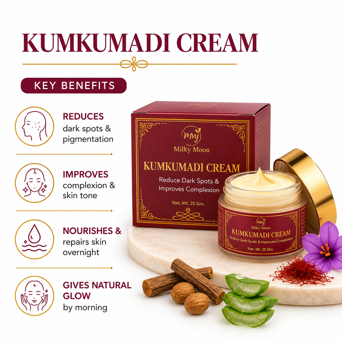 Milky Moon Kumkumadi Night Cream for Pigmentation Dark Spots 25gm